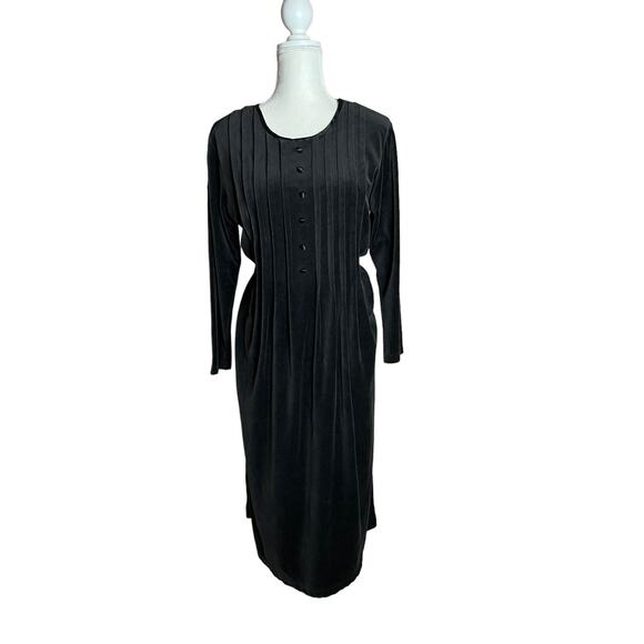 FADS Dresses & Skirts - Vintage 90s fads Grunge black Velvet Modest Maxi Dress Long sleeve USA Sz L
